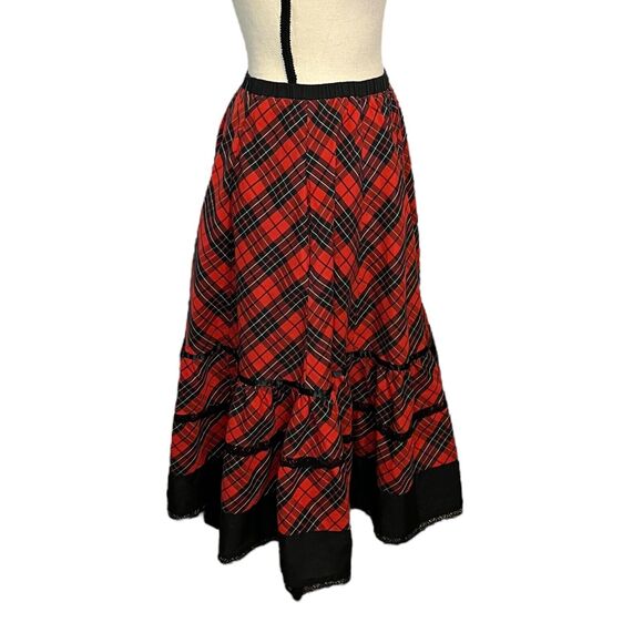 Vintage 80s Carefree Fashions Skirt Red Plaid Square Dance Dress Peasant Medium - Picture 5 of 6